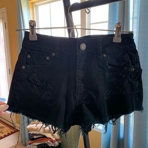 American Eagle Black Distressed Jean Shorts